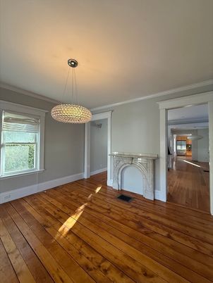 Empty room, Interior, Pendant Lights, Wood Texture Flooring