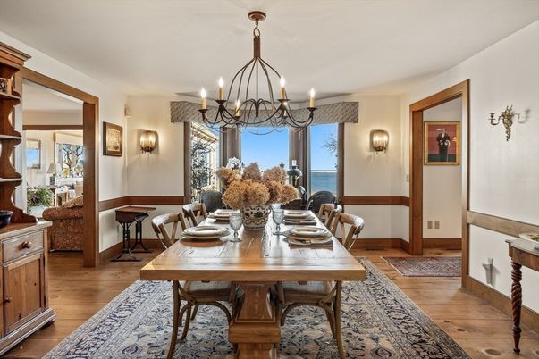 Chandelier, Dining room, Interior, Wood Texture Flooring