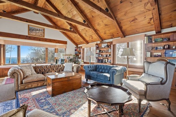 Interior, Living room, Water, Wooden Beams, Wooden Ceilings, Wood Texture Flooring