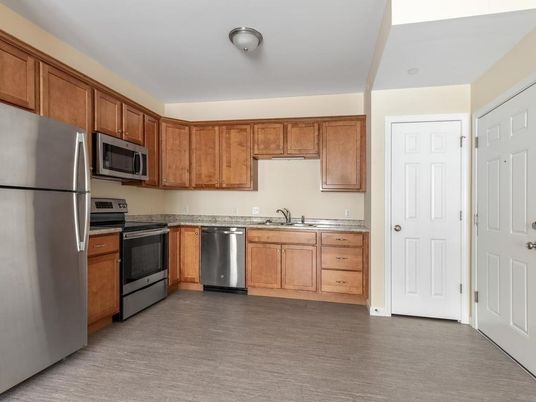 Interior, Kitchen, Stainless Steel Appliances, Wood Texture Flooring