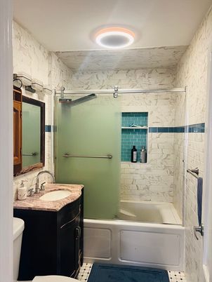 Bathroom, Glass Shower, Interior, Marble Walls