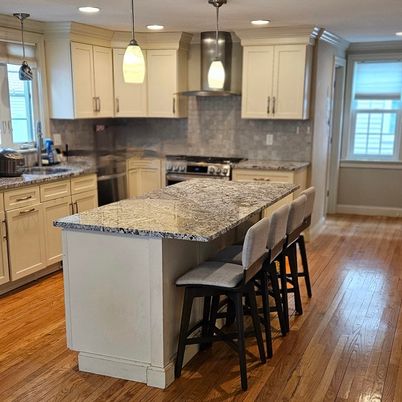 Interior, Kitchen, Pendant Lights, Recessed Lighting, Wood Texture Flooring