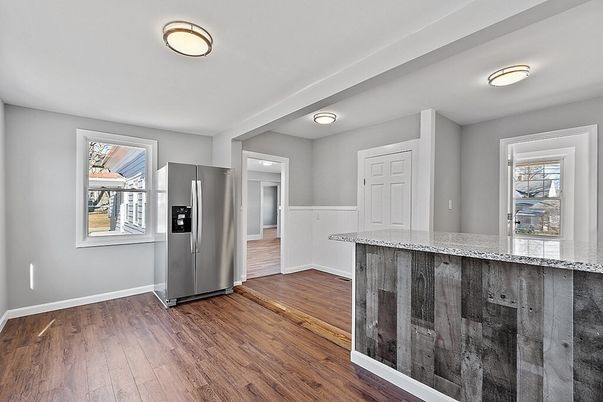 Interior, Kitchen, Stainless Steel Appliances, Wood Texture Flooring