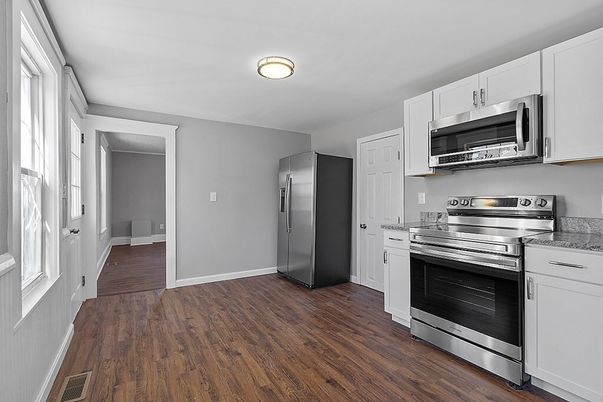Interior, Kitchen, Stainless Steel Appliances, Wood Texture Flooring