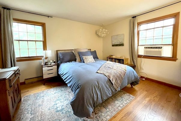 Bedroom, Chandelier, Interior, Wood Texture Flooring