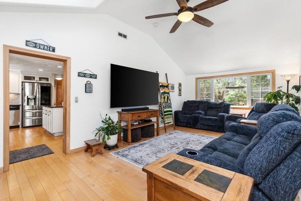 Interior, Kitchen, Living room, Recessed Lighting, Stainless Steel Appliances, Wood Texture Flooring