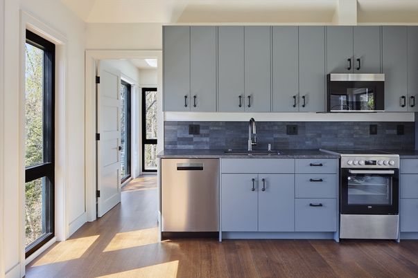 Interior, Kitchen, Stainless Steel Appliances, Wood Texture Flooring