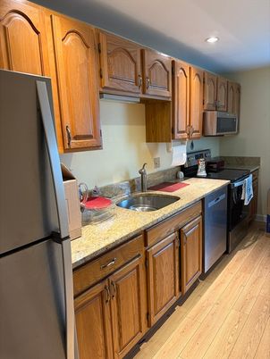 Interior, Kitchen, Recessed Lighting, Wood Texture Flooring