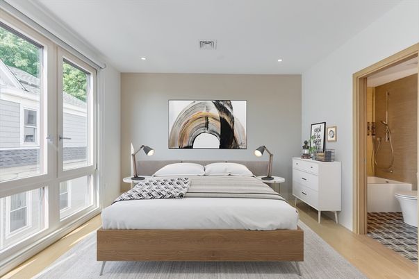 Bathroom, Bedroom, Interior, Recessed Lighting, Wood Texture Flooring