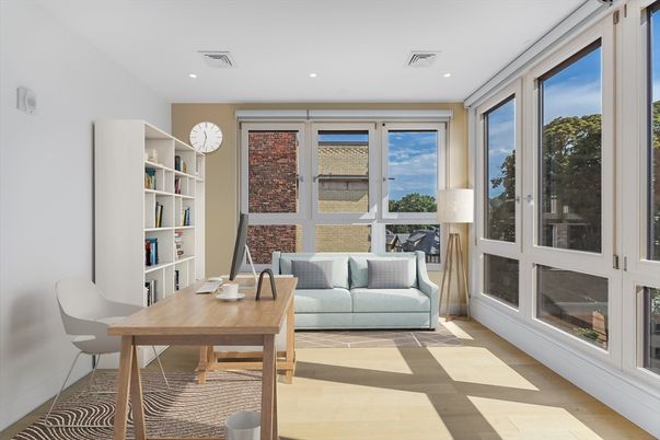 Home Office, Interior, Recessed Lighting, Wood Texture Flooring
