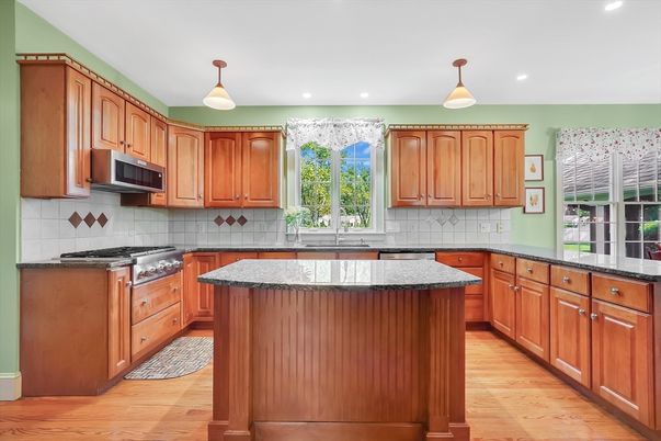 Interior, Kitchen, Pendant Lights, Recessed Lighting, Wood Texture Flooring