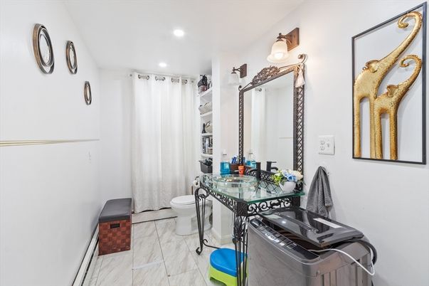 Bathroom, Interior, Marble, Recessed Lighting