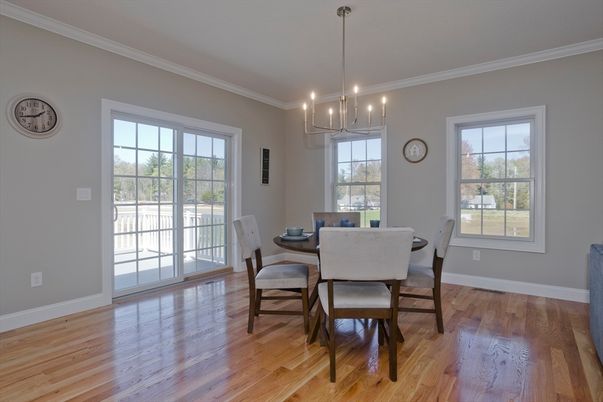 Chandelier, Dining room, Interior, Wood Texture Flooring