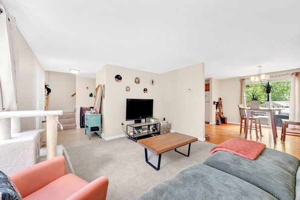 Dining room, Interior, Living room, Pendant Lights, Wood Texture Flooring