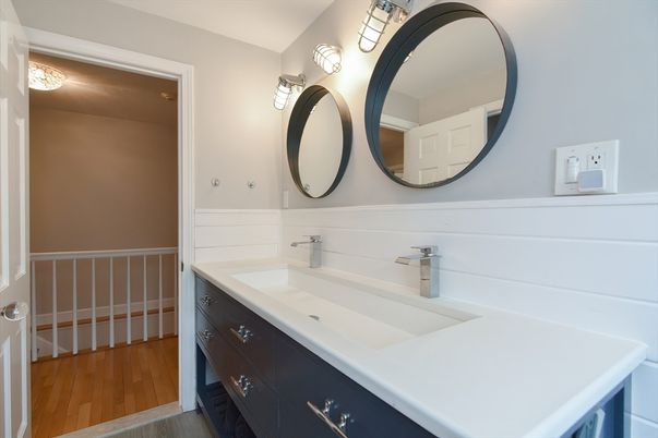 Bathroom, Dual Sink Vanities, Interior, Wood Texture Flooring