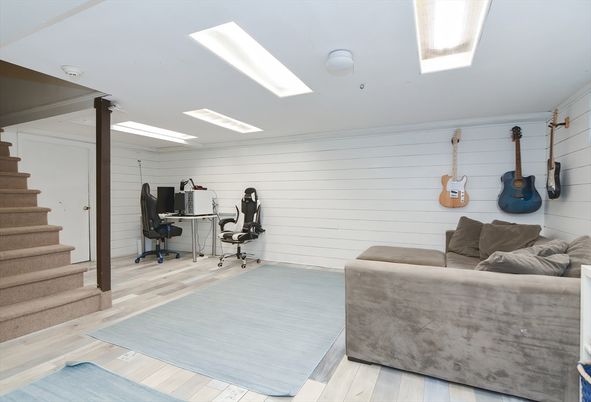 Home Office, Interior, Recessed Lighting, Wood Texture Flooring