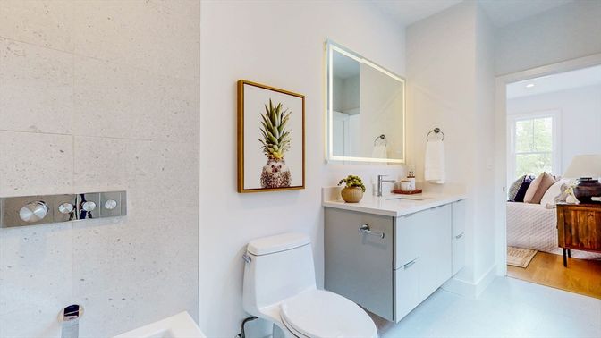 Bathroom, Bedroom, Interior, Recessed Lighting, Wood Texture Flooring