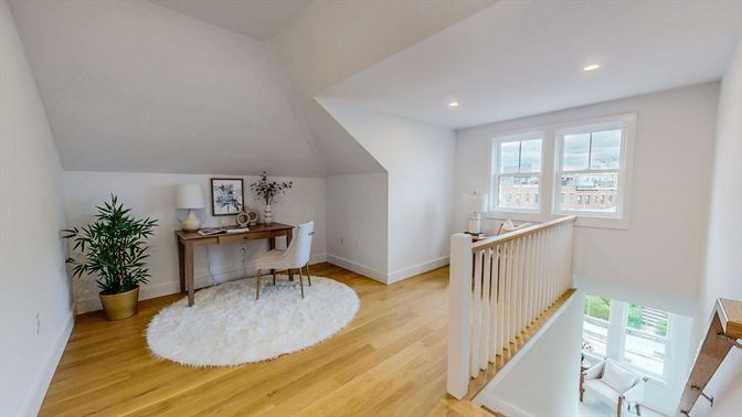 Home Office, Interior, Recessed Lighting, Wood Texture Flooring
