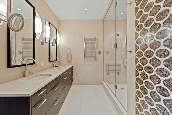 Bathroom, Dual Sink Vanities, Glass Shower, Interior, Recessed Lighting