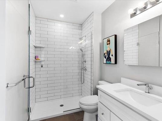 Bathroom, Glass Shower, Interior, Recessed Lighting