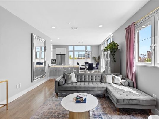 Dining room, Interior, Kitchen, Living room, Pendant Lights, Recessed Lighting, Stainless Steel Appliances, Wood Texture Flooring