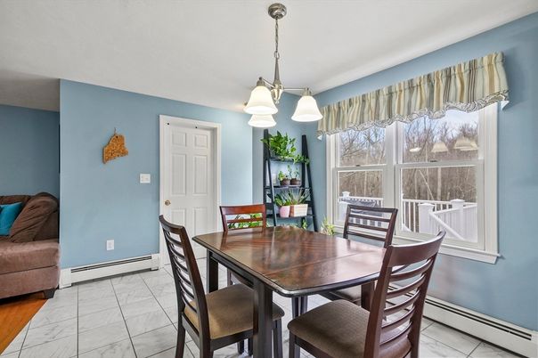 Dining room, Interior, Marble, Pendant Lights