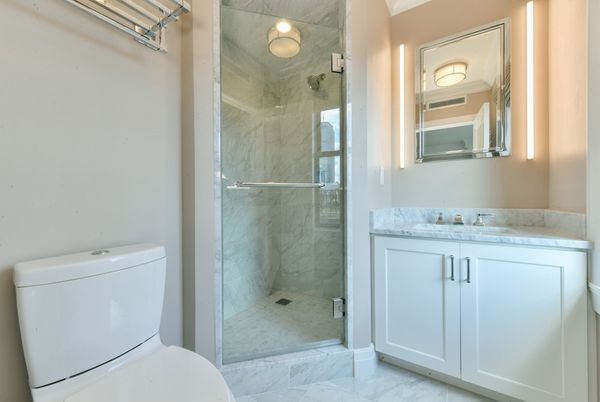 Bathroom, Glass Shower, Interior, Marble, Marble Walls