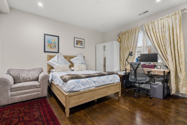 Bedroom, Home Office, Interior, Recessed Lighting, Wood Texture Flooring
