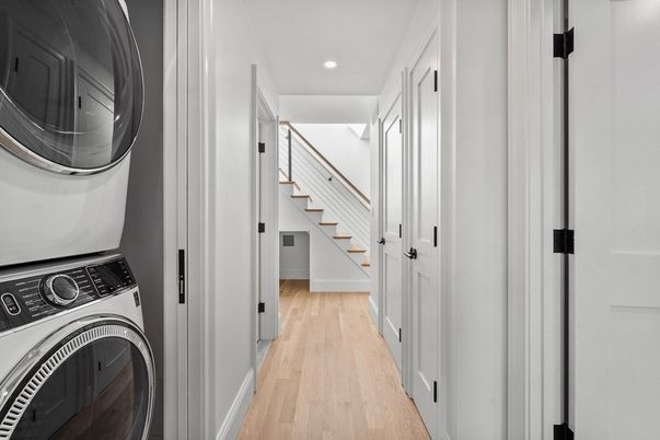 Interior, Recessed Lighting, Utility Closets, Washer, Wood Texture Flooring