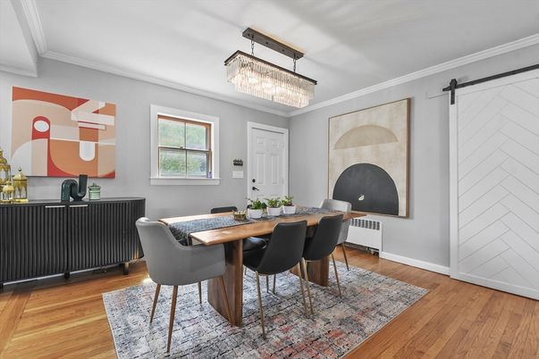 Chandelier, Dining room, Interior, Wood Texture Flooring