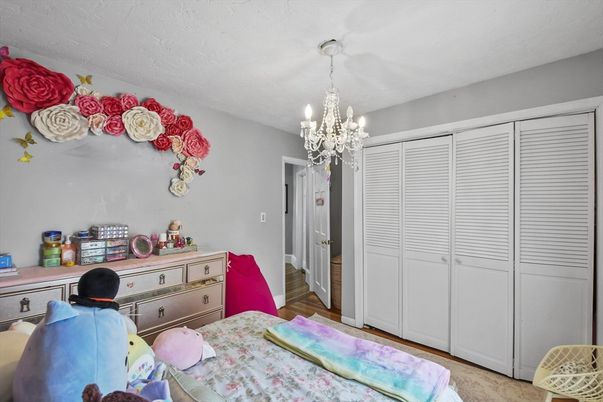 Bedroom, Chandelier, Interior, Wood Texture Flooring