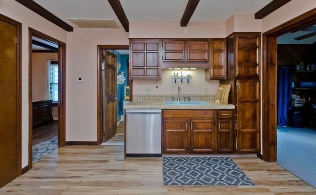 Interior, Kitchen, Wooden Beams, Wood Texture Flooring