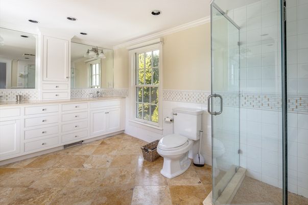 Bathroom, Dual Sink Vanities, Glass Shower, Interior, Recessed Lighting