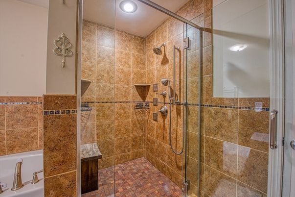 Bathroom, Glass Shower, Interior, Recessed Lighting