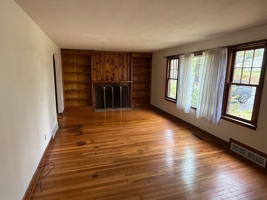 Empty room, Fireplace, Interior, Wood Texture Flooring, Wooden Walls