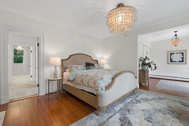 Bedroom, Chandelier, Interior, Wood Texture Flooring