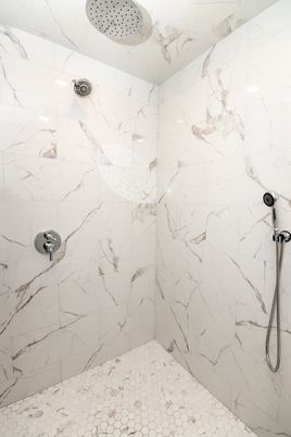 Bathroom, Glass Shower, Interior, Marble Walls