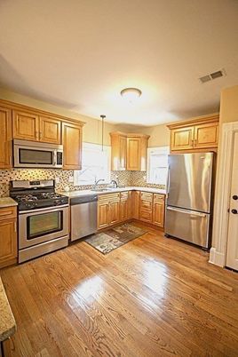 Interior, Kitchen, Pendant Lights, Stainless Steel Appliances, Wood Texture Flooring