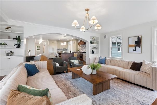 Interior, Kitchen, Living room, Pendant Lights, Recessed Lighting, Stainless Steel Appliances, Wood Texture Flooring