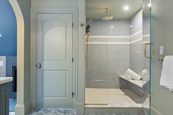 Bathroom, Glass Shower, Interior, Recessed Lighting