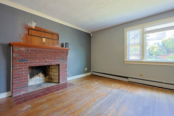 Empty room, Fireplace, Interior, Wood Texture Flooring