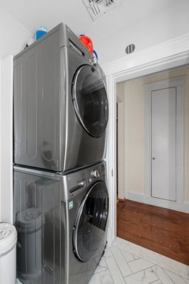 Interior, Marble, Utility Closets, Washer, Wood Texture Flooring