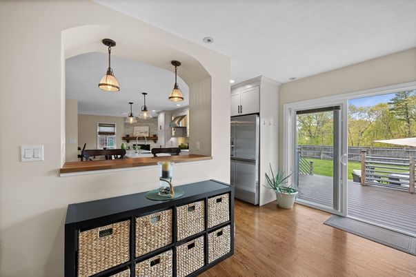 Interior, Kitchen, Pendant Lights, Stainless Steel Appliances, Wood Texture Flooring
