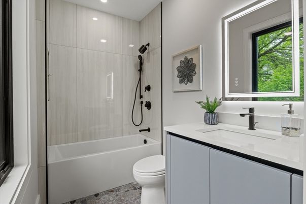 Bathroom, Glass Shower, Interior, Recessed Lighting
