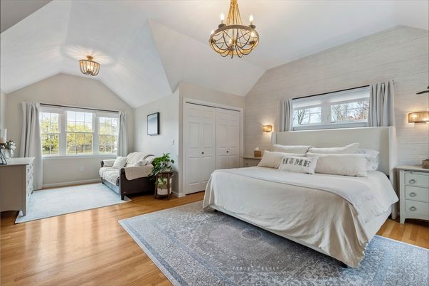 Bedroom, Chandelier, Interior, Wood Texture Flooring