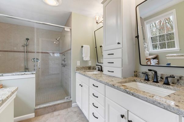 Bathroom, Dual Sink Vanities, Glass Shower, Interior