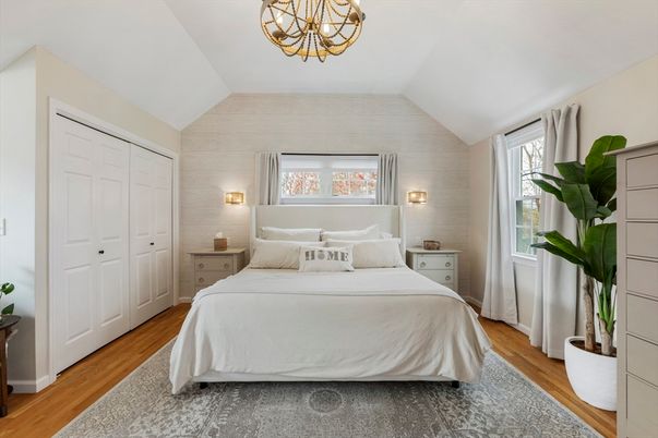 Bedroom, Chandelier, Interior, Wood Texture Flooring