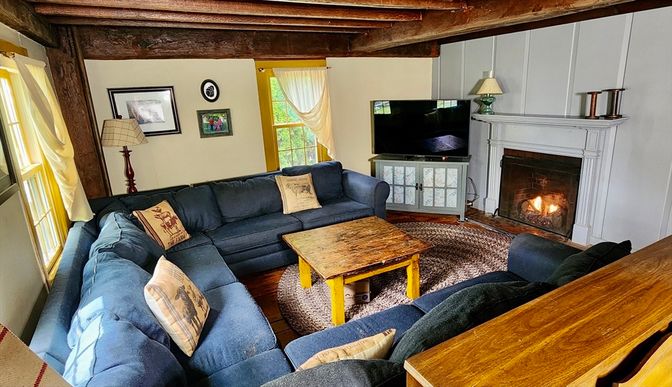Fireplace, Interior, Living room, Wooden Beams