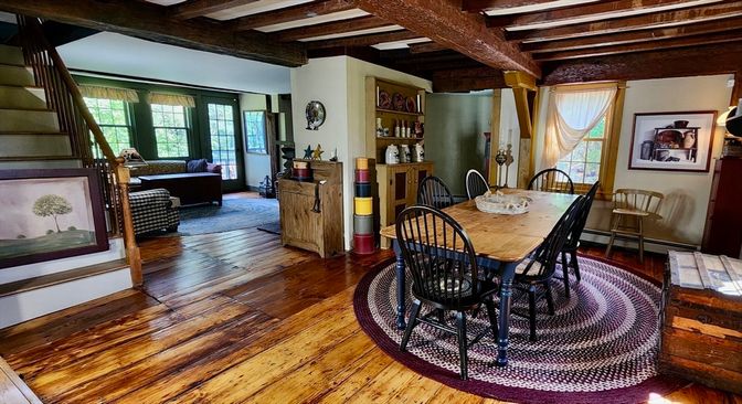 Dining room, Interior, Living room, Wooden Beams, Wood Texture Flooring