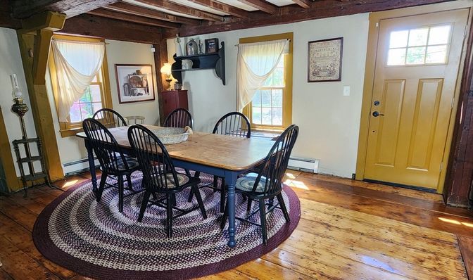 Dining room, Interior, Wooden Beams, Wood Texture Flooring